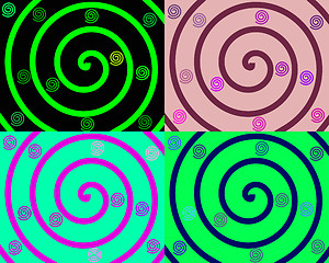 Image showing Details of colored spirals on colorful backgrounds