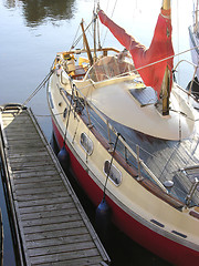 Image showing Sail boat  drop anchor in a haven