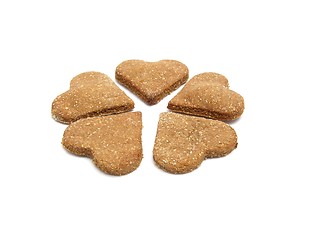 Image showing Selfmade wholemeal-hearts for dogs