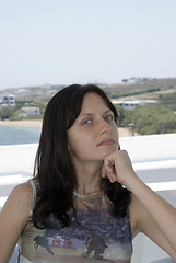 Image showing attractive young woman in cafe