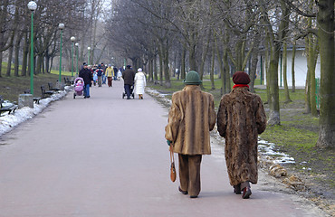 Image showing Two women in furs