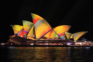Image showing Vivid Sydney, Sydney Opera House with colourful geometric magery