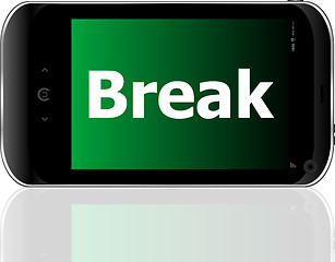 Image showing smart phone with break word