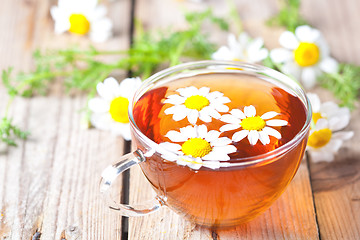 Image showing cup of tea with chamomile flowers 