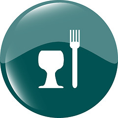 Image showing Eat sign icon. Cutlery symbol. Fork and wineglass. Modern UI website button