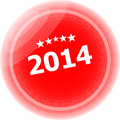 Image showing 2014 on red stickers button, business label