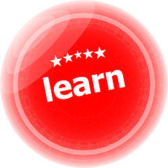 Image showing learn word on red stickers button, label