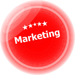 Image showing marketing on red rubber stamp over a white background