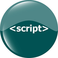 Image showing script sign icon. Programming language symbol. Circles buttons