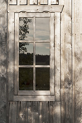 Image showing Old wooden wall with window