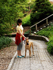 Image showing Woman with her dog.