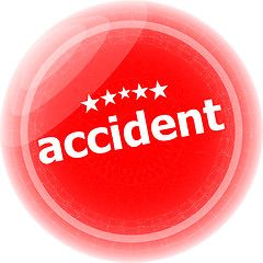 Image showing accident red stickers on white, icon button