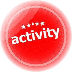 Image showing activity stickers set, icon button isolated on white