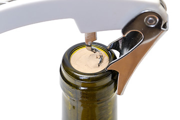 Image showing Corkscrew with Bottle of Wine