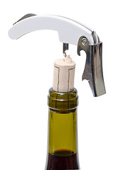 Image showing Corkscrew with Bottle of Wine