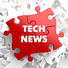 Image showing Tech News on Red Puzzle.