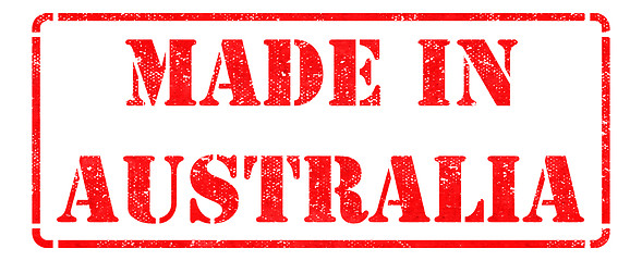 Image showing Made in Australia  - Red Rubber Stamp.