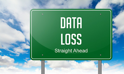 Image showing Data Loss on Green Highway Signpost.