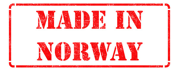 Image showing Made in Norway  - Red Rubber Stamp.