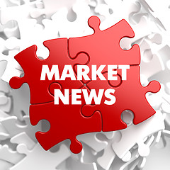 Image showing Market News on Red Puzzle.