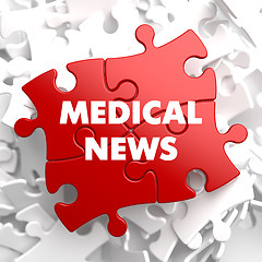 Image showing Medical News on Red Puzzle.