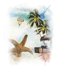 Image showing Watercolor Painting Of Vacation Theme
