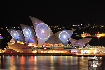 Image showing Sydney Opera House with space and swiring imagery during Vivid S