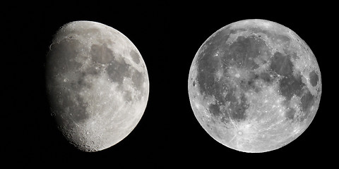 Image showing Gibbous and full moon