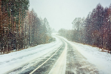 Image showing Snowy Land Road