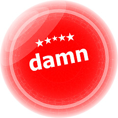 Image showing damn word on red icon button business concept