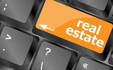 Image showing Real Estate concept. hot key on computer keyboard with Real Estate words