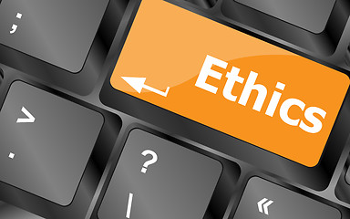 Image showing ethics concept on the modern computer keyboard key