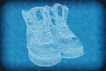 Image showing Shoes on a blue vintage background