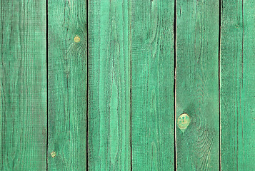 Image showing Texture of wooden green fence