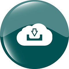 Image showing abstract cloud icon. Upload download button. Load symbol. Round button