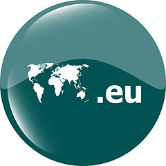 Image showing Domain EU sign icon. Top-level internet domain symbol with world map