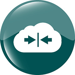 Image showing abstract cloud icon. Upload button. Load symbol. Round button