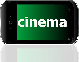 Image showing Web development concept: smartphone with word cinema on display