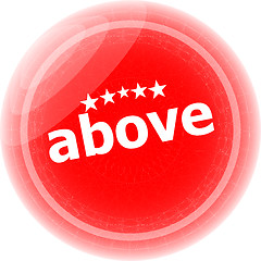Image showing above word red stickers icon button