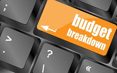 Image showing budget breakdown words on computer pc keyboard