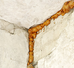 Image showing Brick wall with polyurethane  foam