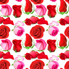 Image showing Seamless pattern of roses flowers