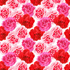 Image showing Seamless pattern of carnations flowers