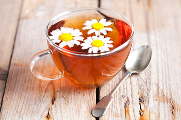 Image showing cup of tea with chamomile flowers