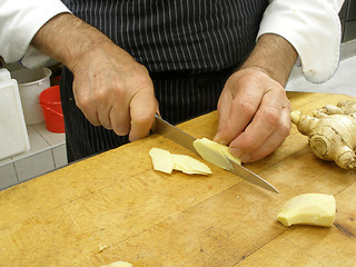 Image showing Cutting ginger