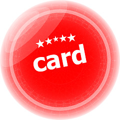 Image showing card word stickers red button, web icon button
