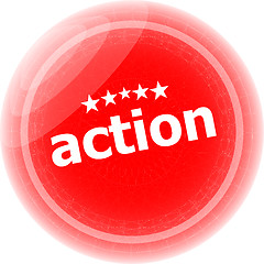 Image showing action stickers set, icon button isolated on white