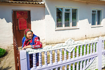 Image showing An elderly woman of the Belarusian village waits to receive medi