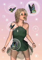 Image showing Fairy and Butterflies