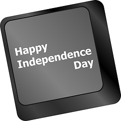 Image showing Concept: happy independence day key on the computer keyboard